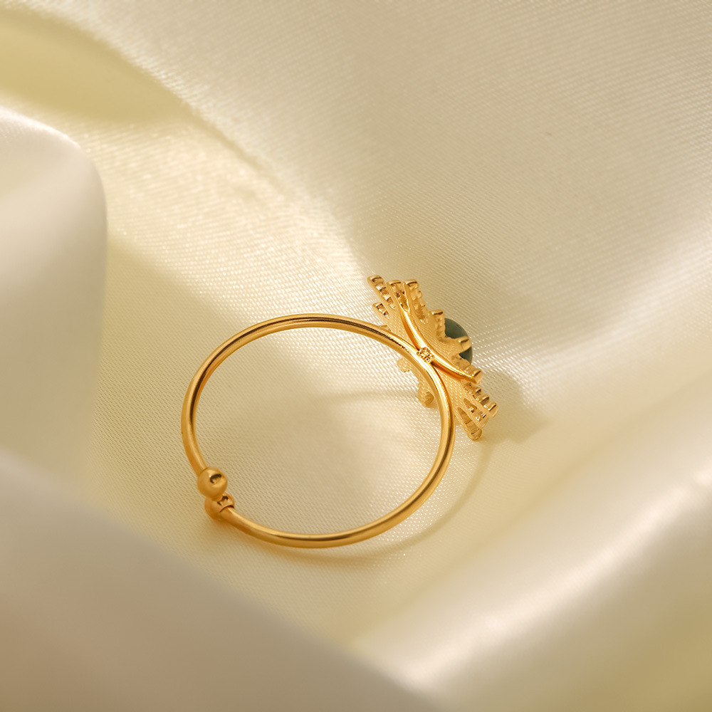 INS francés nuevo anillo de acero de titanio sol forma incrustaciones de turquesa africana/turquesa anillo abierto joyería femenina
