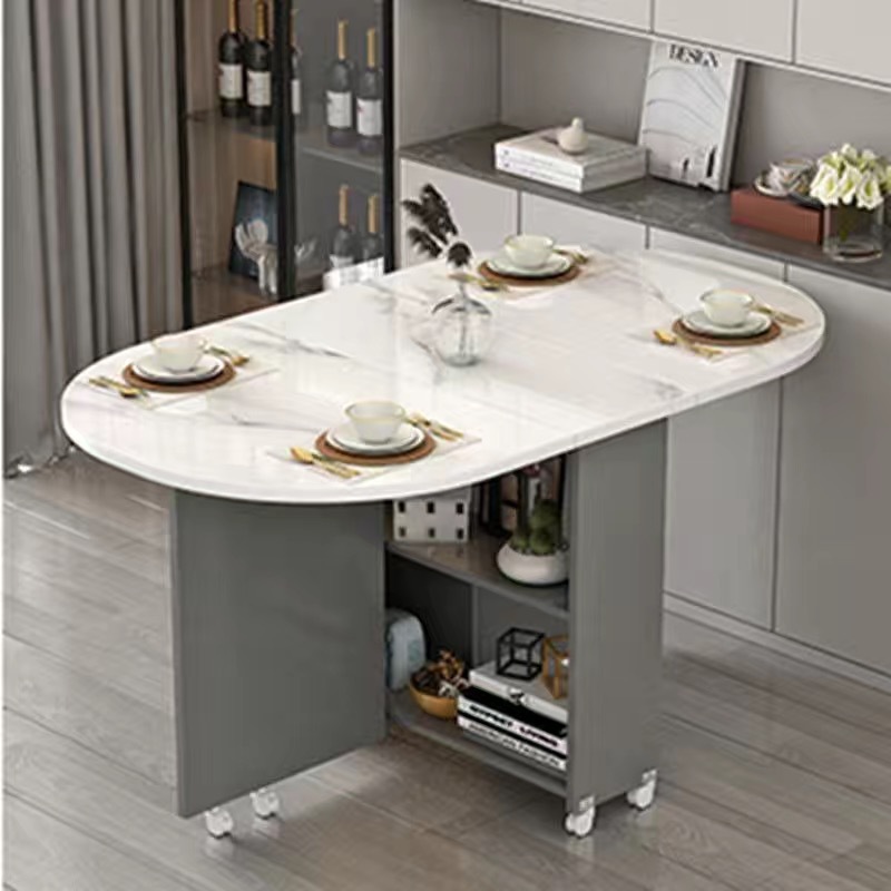 타원형 (고급 그레이 캐비닛 + 인조 흰색 대리석 패턴)