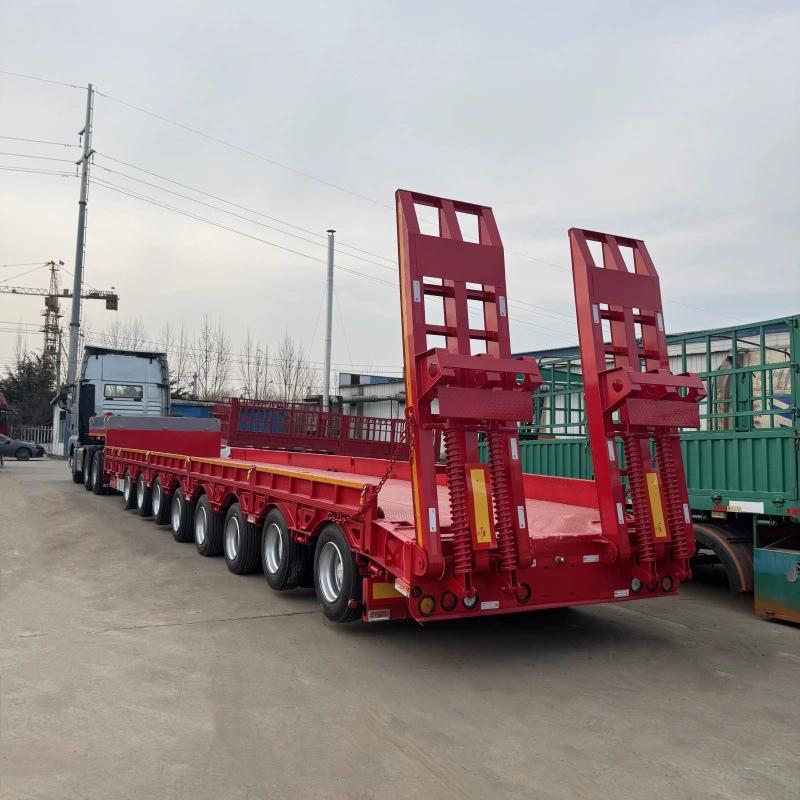 Экспортный тип инженерной техники: плоский транспортер, полуприцеп с лестничной платформой для экскаватора, опциональная гидравлическая лестничная конструкция.