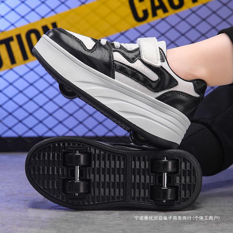 Removable children's comfortable footwear for boys on four wheels