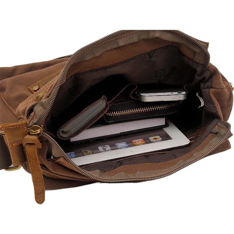 AUGUR nueva bolsa de lona para hombres y mujeres bolsa de mensajero vertical bolsa de hombro suministro transfronterizo retro europeo y americano