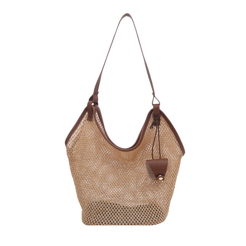 Nueva bolsa trenzada vacaciones de verano de playa bolsa trenzada de paja textura de gran capacidad 2025 bolsa tote bolsa de hombro de moda