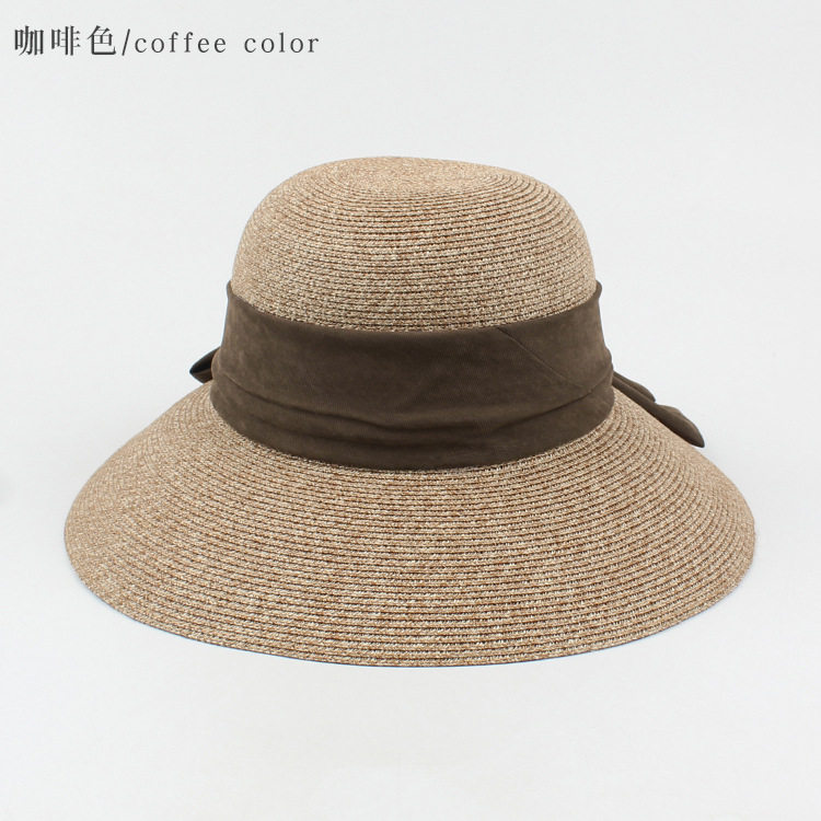 Korean Bow Big Eaves Sunscreen Straw Hat display picture 8
