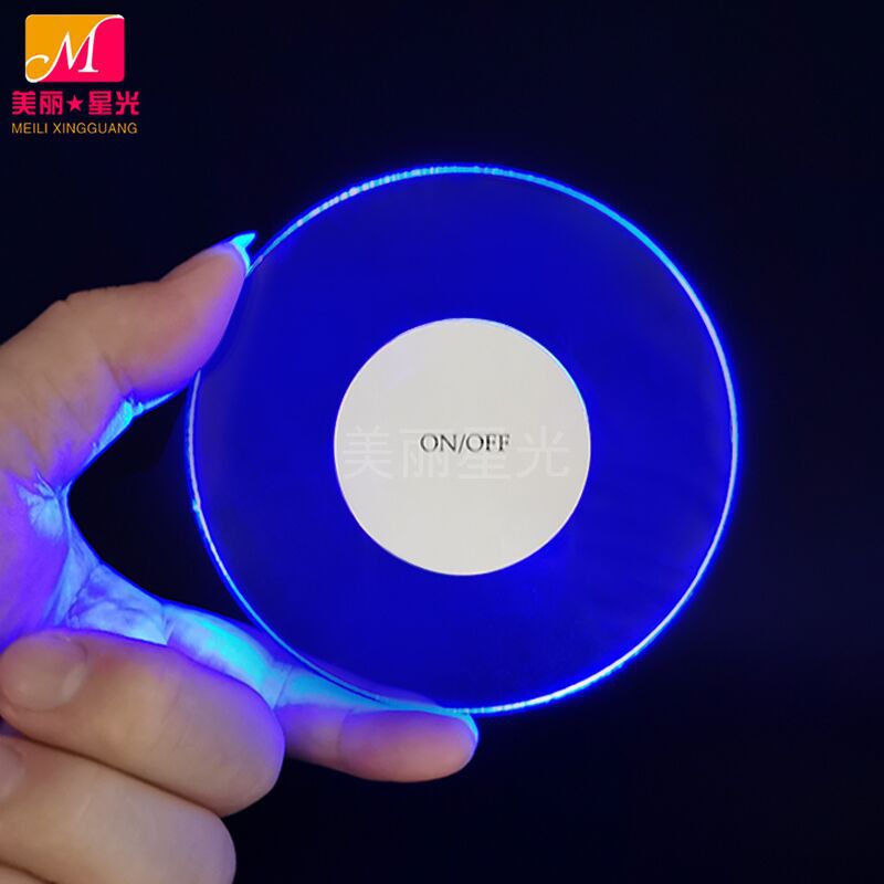 Nuevo posavasos luminosos con sensor de gravedad, suministros de atmósfera de barra, posavasos de acrílico led, logotipo de impresión en color completo