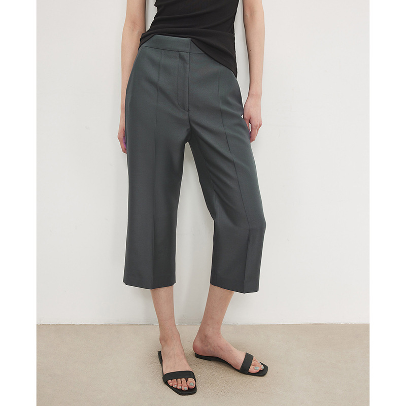 In-Stock Ultra-Low-Cost High-Quality Italian Silk Crepe Micro-Flared 7/8 Length Trousers with Drape Effect Suit Pants