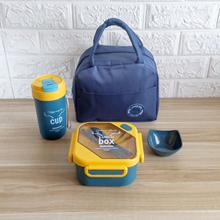 简约塑料饭盒保温袋水杯套装便携酱料碟便当盒可微波配勺叉便当盒