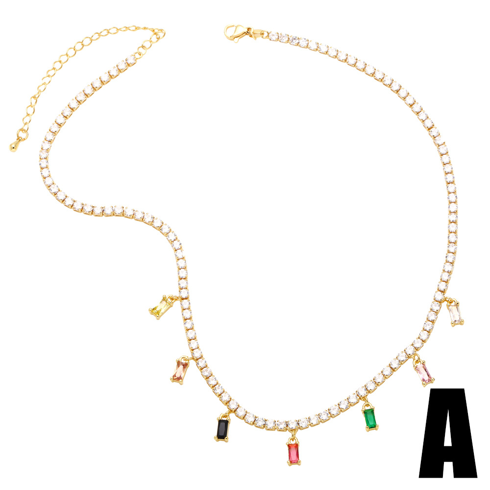 Fashion Copper Geometric Pattern Necklace Zircon Copper Necklaces