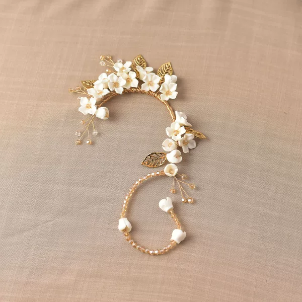 Jonhu / Yunnan Dai Water Splashing Festival White Flower Classic Jewelry Ear Hooks Dai Ethnic Accessories