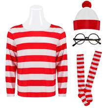 英国动漫聪明的沃里Where's Wally亲子装cosplay服装圣诞扮演服