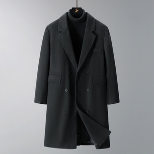Mid-length Woolen Coat Men's 2024 New British Windbreaker Double-breasted Loose Fashionable Casual Cardigan Jacket