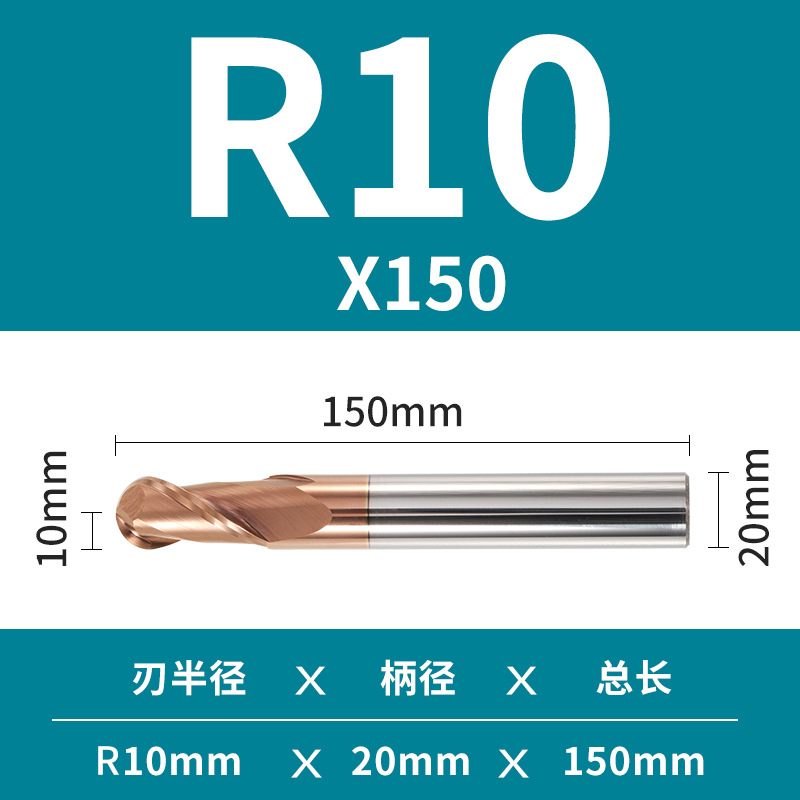 2 Hoja de 55 grados duro de la aleación de tungsteno de acero bola final fresa recta vástago R esférico Molino de extremo cnc herramienta Molino de extremo