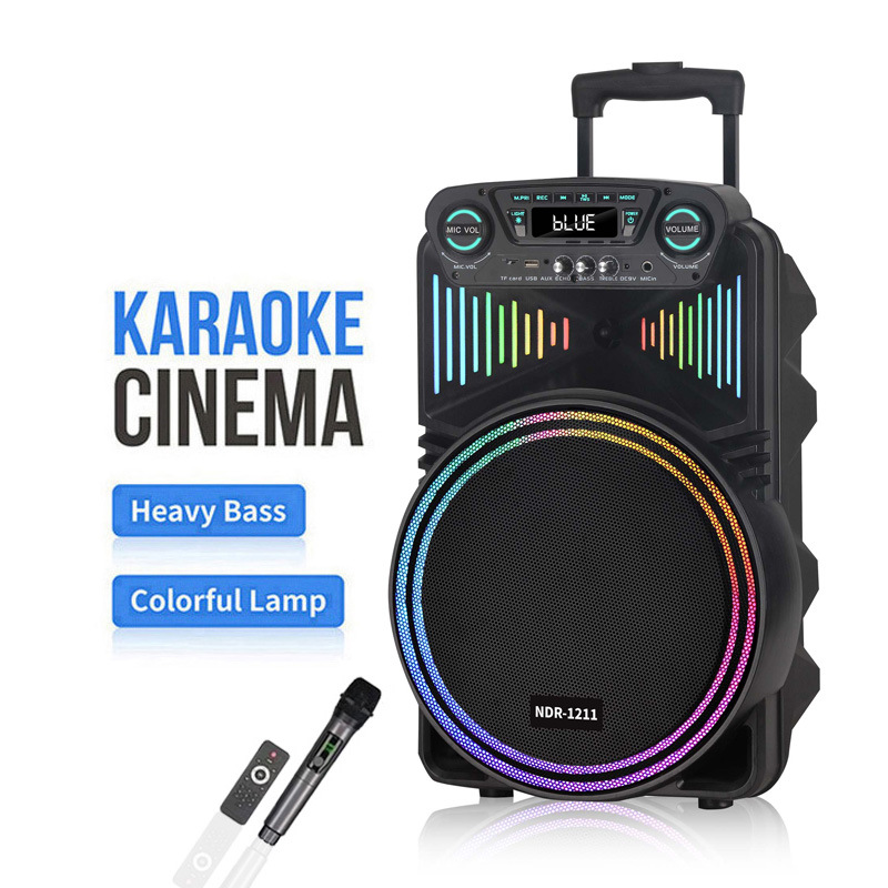 Foreign Trade Private Model Bluetooth 12 15inch Trolley Portable Wireless Dj Speaker with Microphone Outdoor Square Dance Audio