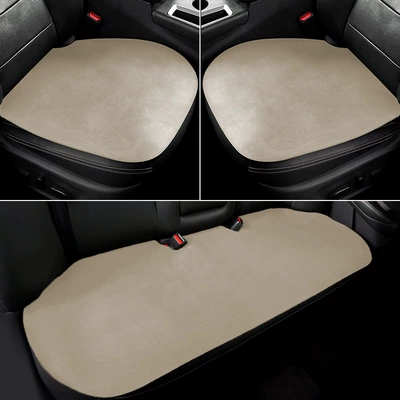 Four Seasons Pad | cushion, green car seat cushion - beige-3-piece-set-for-whole-vehicle-high-quality-suede-leather-all-season-temperature-control-default-item