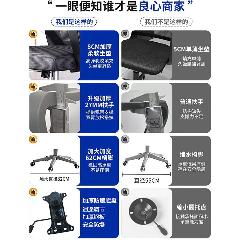 Silla de oficina, silla trasera, cómoda sala de reuniones sedentaria, silla de personal, asiento de trabajo, silla giratoria elevadora, silla de computadora doméstica