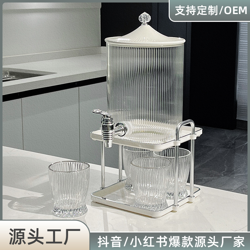 Glass Cold Water Pitcher with Spout, Heat Resistant, Household Use, 3.5L Large Capacity Water Pitcher, Fruit Tea Pitcher Set