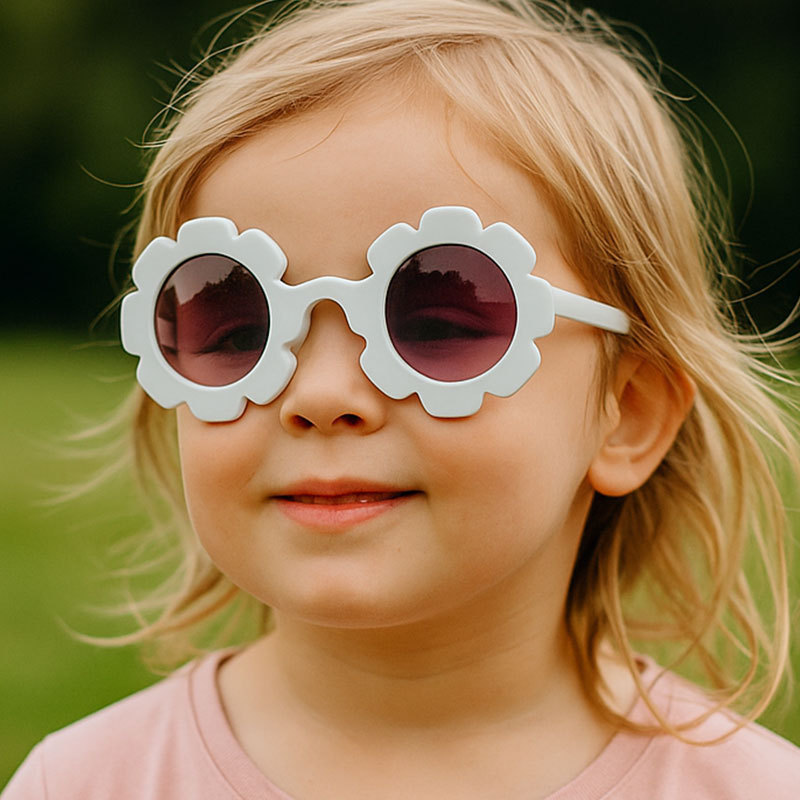 Children's sunflower round frame fashion sunglasses European and American baby cute men and women sunscreen cross-border sunglasses for travel and vacation