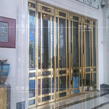 定做宾馆KTV售楼处镜面黄钛金非标不锈钢大门 装修工程入户大堂门