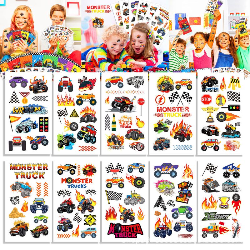 UU016 boy monster truck racing car Party cartoon disposable party tattoo sticker UU016 boy monster truck racing car Party cartoon disposable party tattoo sticker