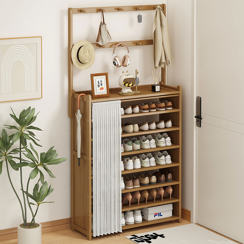 Shoe Cabinet Door Entrance Wall Dust-Proof Shoe Rack Coat Rack Integrated Multi-Layer Household Shoe Storage Rack Storage Rack