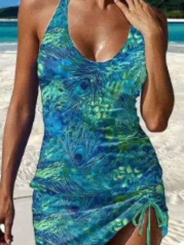 New European and American gradient color hot-selling Amazon women's bikini with sexy holiday print