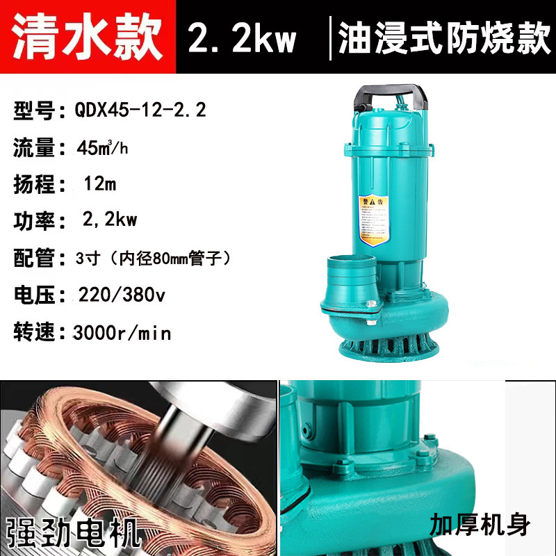 정수펌프-화상방지형-인민형-(관개용) 3인치 2200와트 7m선