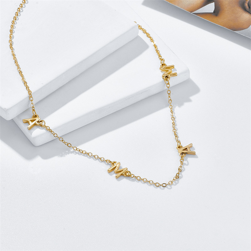 Copper Plated 14 Real Gold Letter Pendant Simple Clavicle Chain