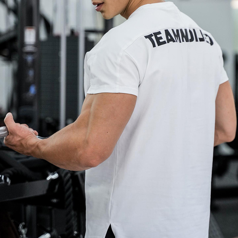 Nuevos deportes de manga corta para hombres elásticos de secado rápido absorción de agua sudor cuello redondo acondicionamiento físico ocio al aire libre camiseta deportiva