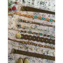 民族风棕色腰带女复古西部风铆钉腰封配裙子牛仔裤宽版皮带配饰潮