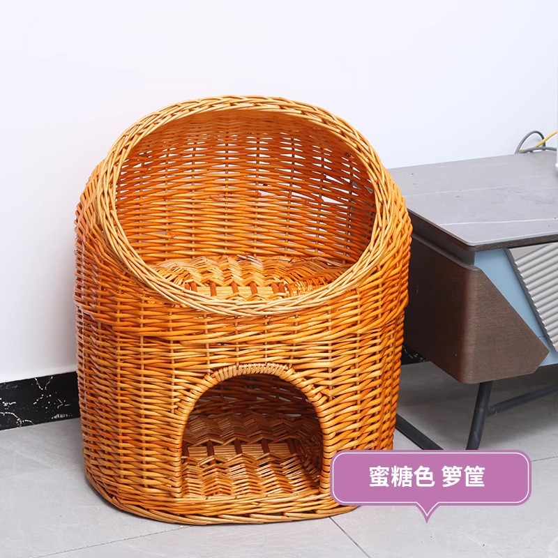 Casa de ratas tejida felina de sauce cuatro estaciones generales de verano desmontable felina perros pequeños y medianos Teddy tejido felina de mascotas