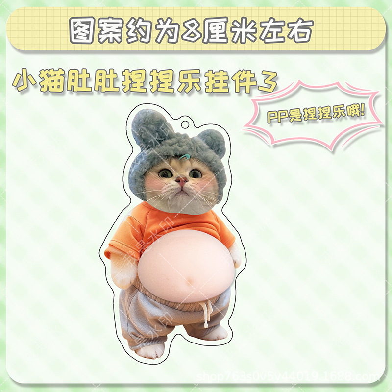 Colgante adorable mascota gatito cachorro acrílico estómago descomprimir pellizco colgante mochila llaveros decoración