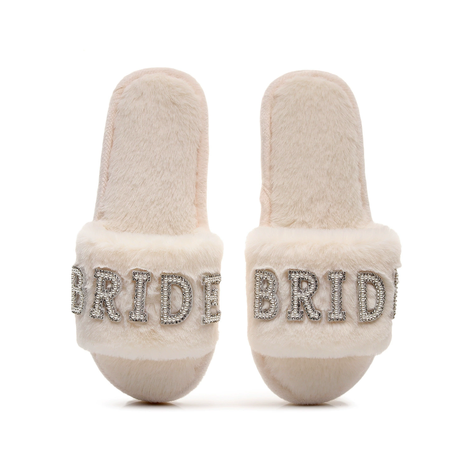 Mrs I do BRIDE белые бриллиантовые английские буквы, плюшевые тапочки с жемчугом и бриллиантами, свадебные туфли для девичника