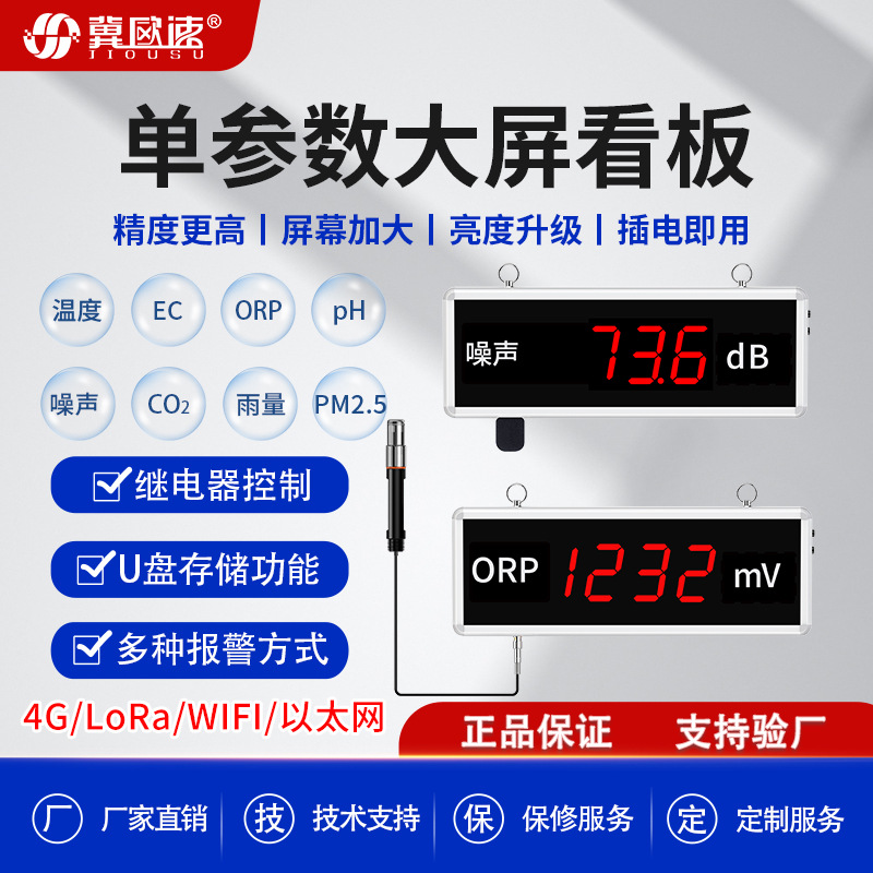 单参数大屏电子看板RS485通讯声光报警环境监测仓库车间大棚室内