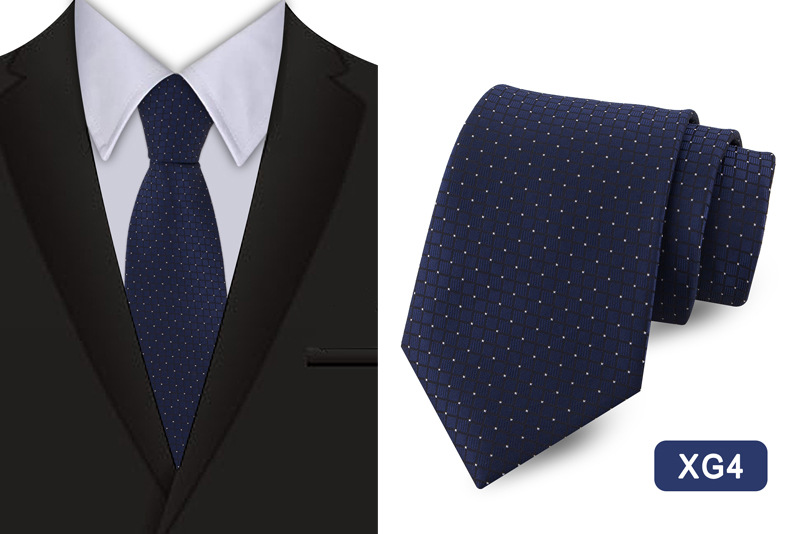 Lattice Pattern Men's Solid Color Plaid Business Jacquard Polyester Tie Wholesale