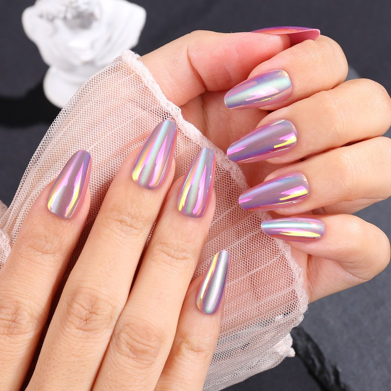 New Electroplated Cat Eye Wearable Nails Medium Oval Colorful Purple Manicure Pre-Made Fake Nails Manicure Special Wholesale