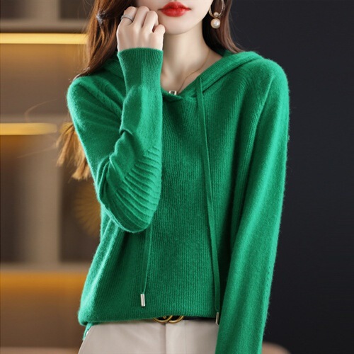 Green Hooded Soft and Comfortable Sweater Slim-Fit Long-Sleeved Top Fashionable All-Match Sweater Andy Velvet Green Hooded Soft and Comfortable Sweater Slim-Fit Long-Sleeved Top Fashionable All-Match Sweater Andy Velvet