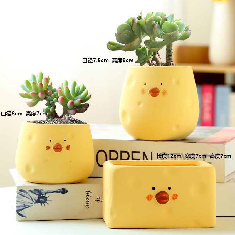 Macetas de cerámica para suculentas con diseño de animales de dibujos animados, pequeño tamaño, para estante de flores en casa, suministro al por mayor