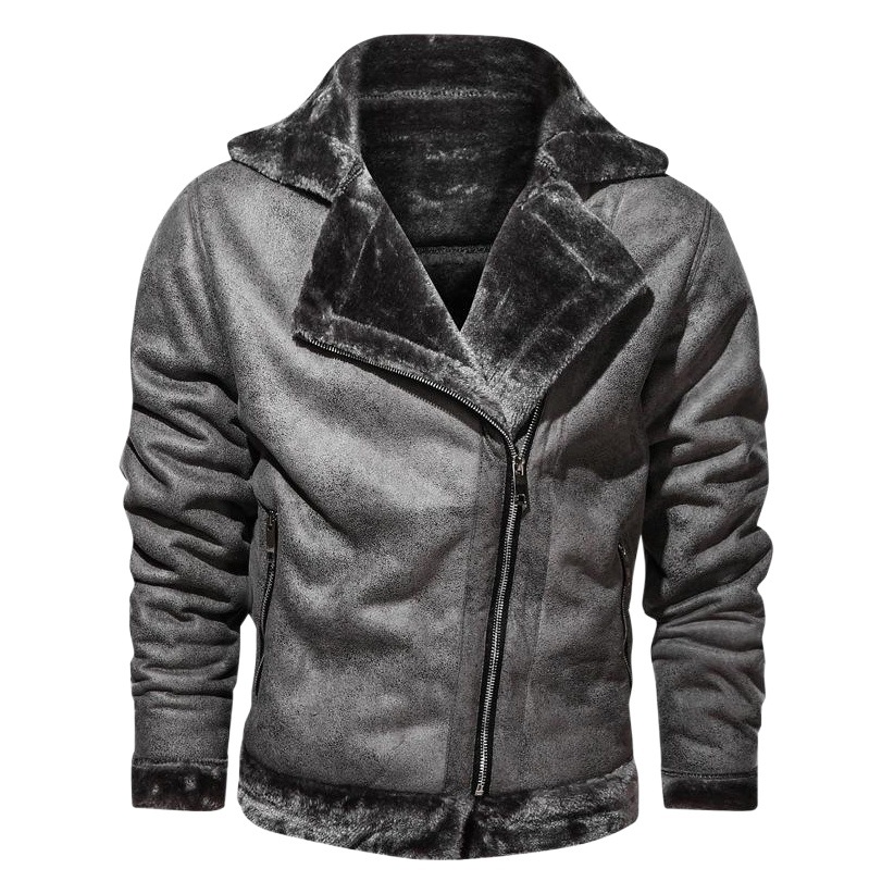 Suministro transfronterizo deseo 2022 chaqueta de cuero de solapa de invierno forrada de lana engrosada casual abrigo de piel de los hombres