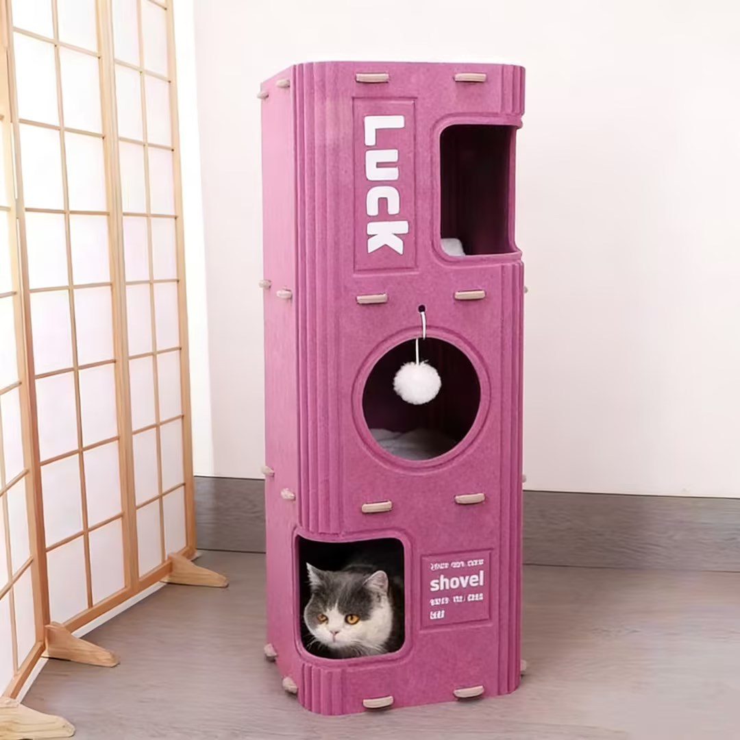 3단 핫핑크 고양이 하우스 (매트 미포함)
