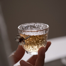 水晶玻璃茶杯梅花主人杯加厚耐热小酒杯品茗杯梅花杯功夫单杯日式