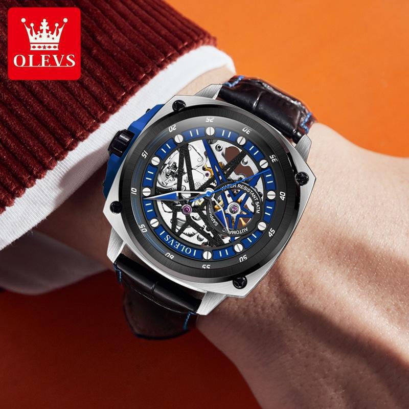 Famous Brand Watch Wine Barrel Cut Out Mechanical Multifunctional Waterproof Mens Watch Male