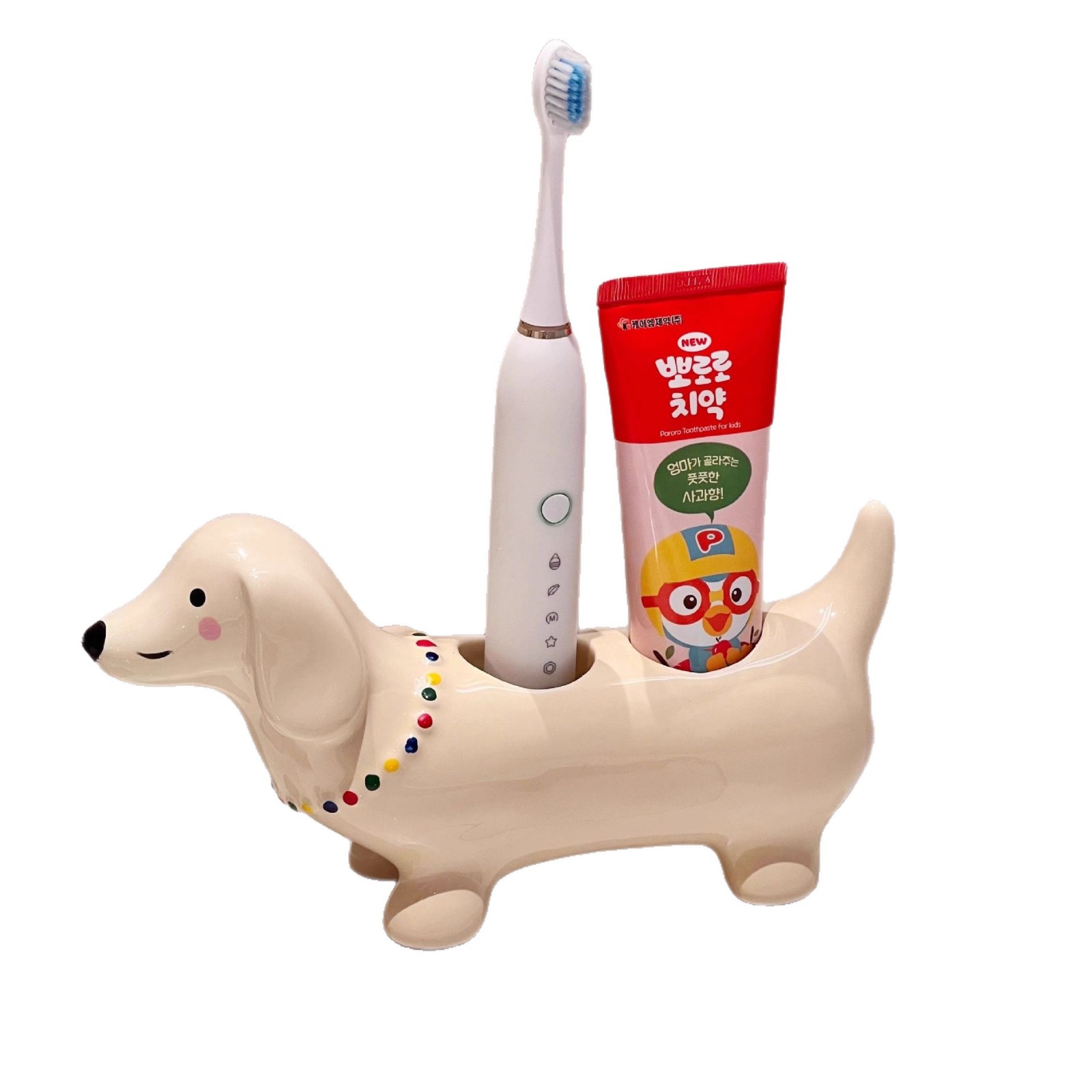 Caricatura salchicha perro cepillo de dientes estante de cepillo de dientes de baño estante de almacenamiento de cepillo de dientes manual estante base de cepillo de dientes