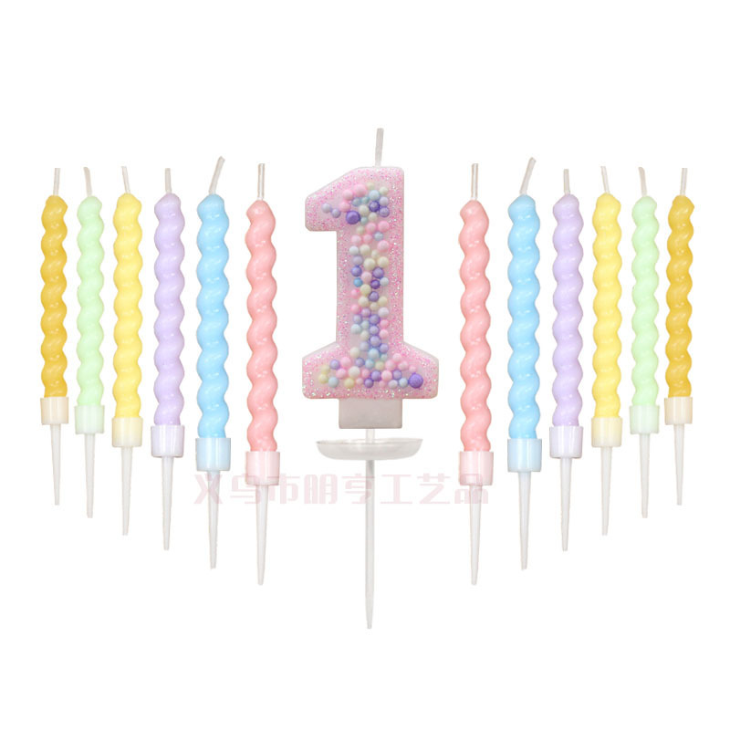 マカロンカラーボールねじキャンドルセット誕生日キャンドルクロスボーダーアマゾンカラーデジタルキャンドルケーキ装飾|undefined