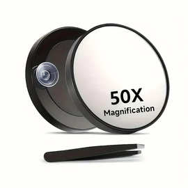 厂家 40/50倍小圆镜吸盘手持放大化妆镜便携高清美妆辅助随身美容