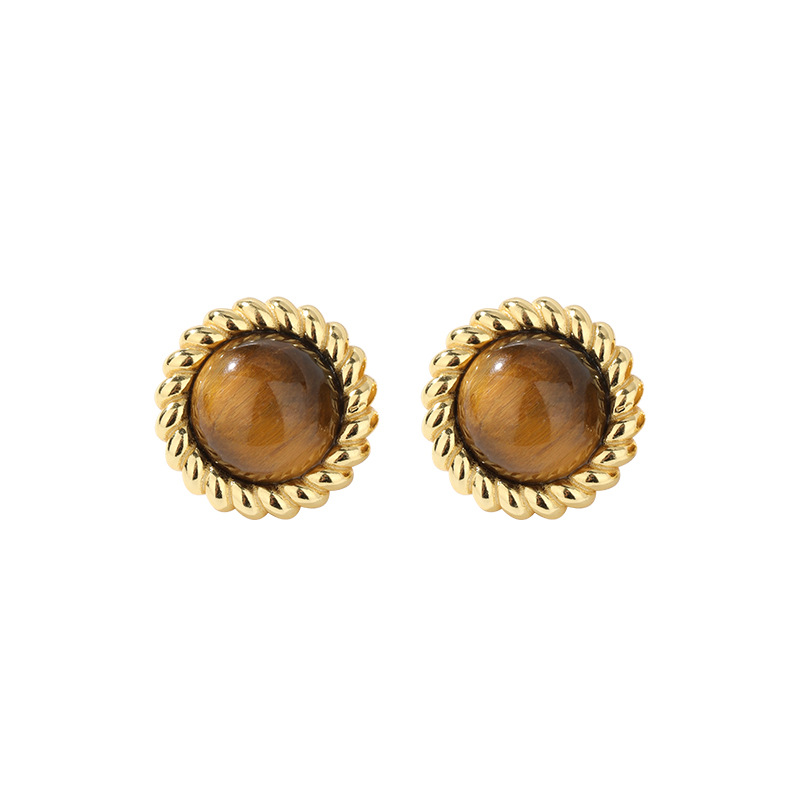 Twist Tiger Eye pendientes de piedra para mujeres 925 plata esterlina diseño de nicho de alto grado pendientes de temperamento Maillard pendientes vintage