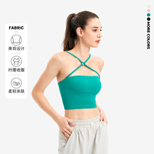 跨境欧美细肩带交叉运动文胸跑步健身文胸专业bra吊带瑜伽服内衣