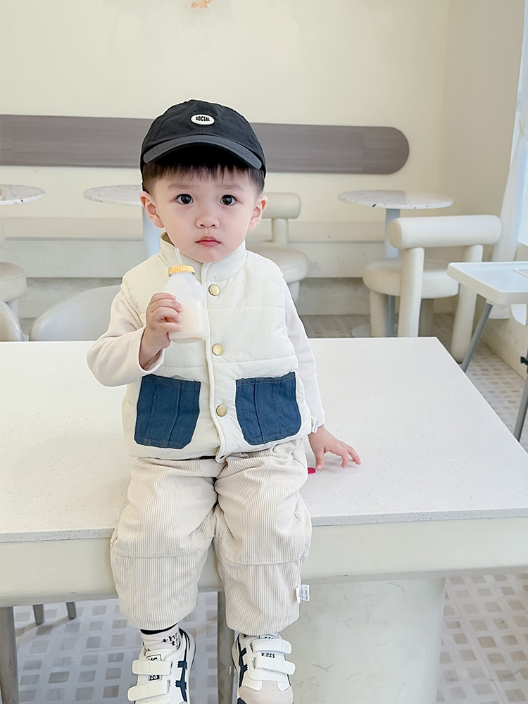 INS estilo coreano hombres y mujeres bebé forrado de lana engrosada ropa recién nacido chaleco infantil moda chaleco abrigo invierno