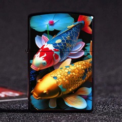 錦鯉打火機 煤油金屬防風創意打火機 鯉魚躍龍門戶外野營打火機