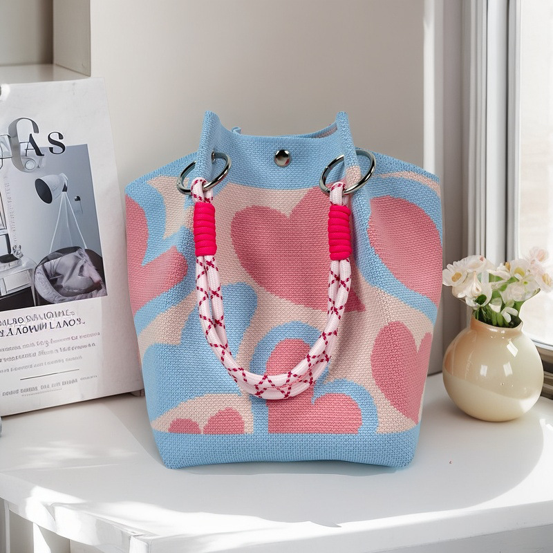Nicho de diseño blanco y negro jersey jersey bolso de mano casual versátil gran capacidad bolso de mochila fábrica directa