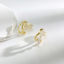 简约款双层珍珠无耳洞耳圈高级感百搭女日系夏季无痛蚊香盘耳夹