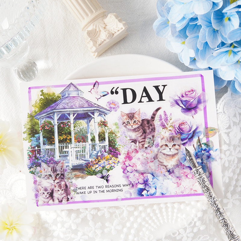 Encuentros de gatos lindos, lindas mascotas, lindas pegatinas de gatos, libros de mano, bricolaje, material de collage de teléfonos móviles, pegatinas de decoración de libros de mano de bricolaje